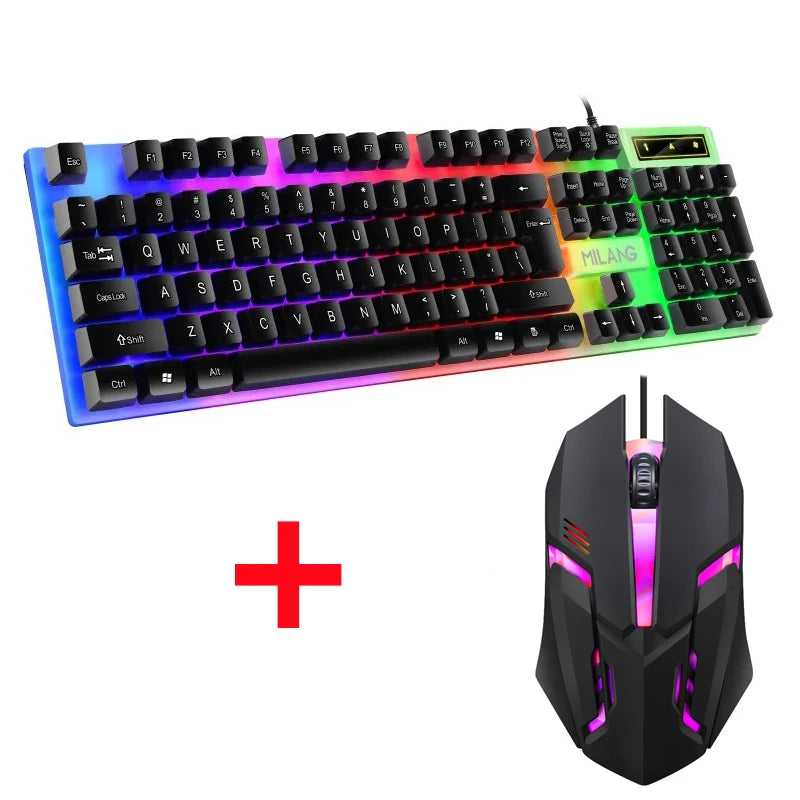 Wired Mechanical Keyboard 104 Keys Floating Button Rainbow Backlight Gaming Keyboard Business Office for Laptop PC Accessories