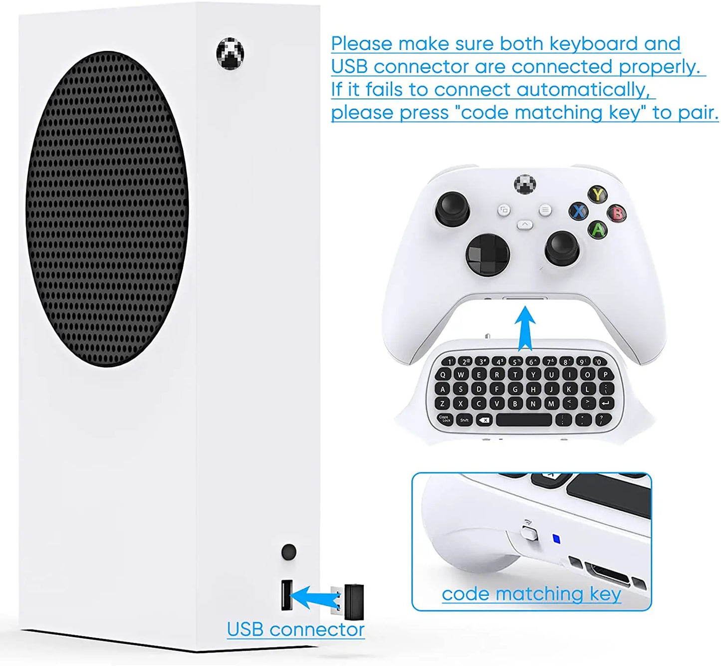 Wireless 2.4Ghz Mini Controller Keyboard Gaming Chatpad with Audio/Headset Jack for Controller Accessories