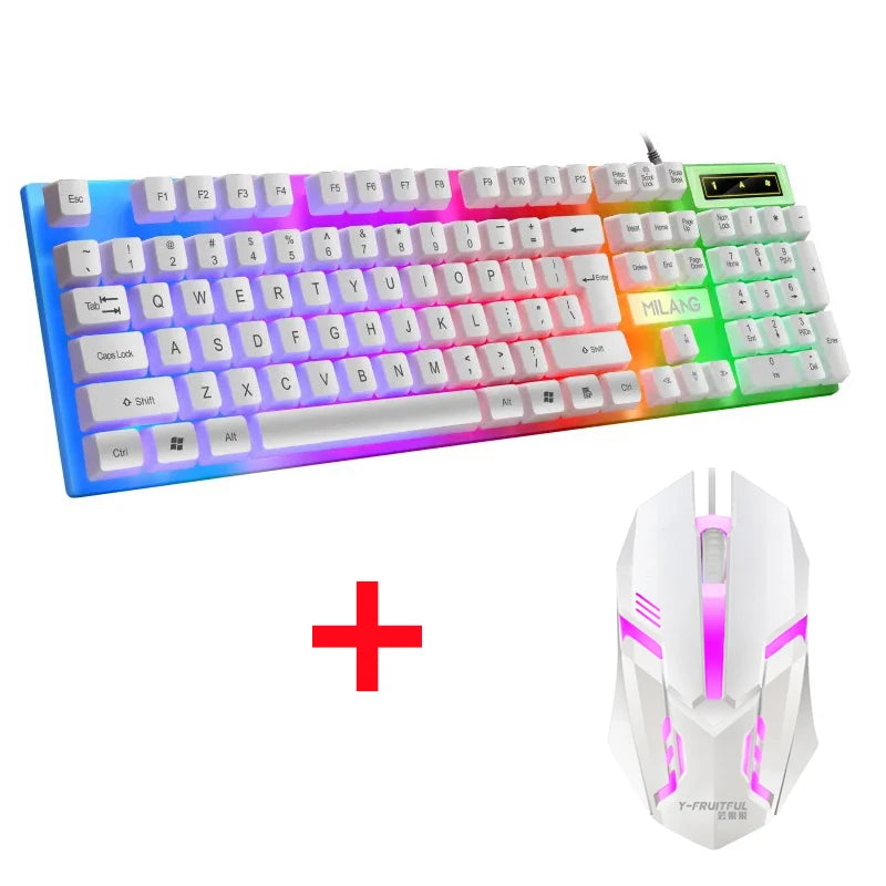 Wired Mechanical Keyboard 104 Keys Floating Button Rainbow Backlight Gaming Keyboard Business Office for Laptop PC Accessories