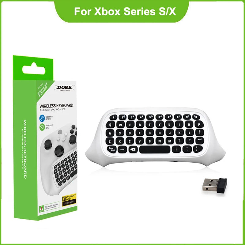 Wireless 2.4Ghz Mini Controller Keyboard Gaming Chatpad with Audio/Headset Jack for Controller Accessories