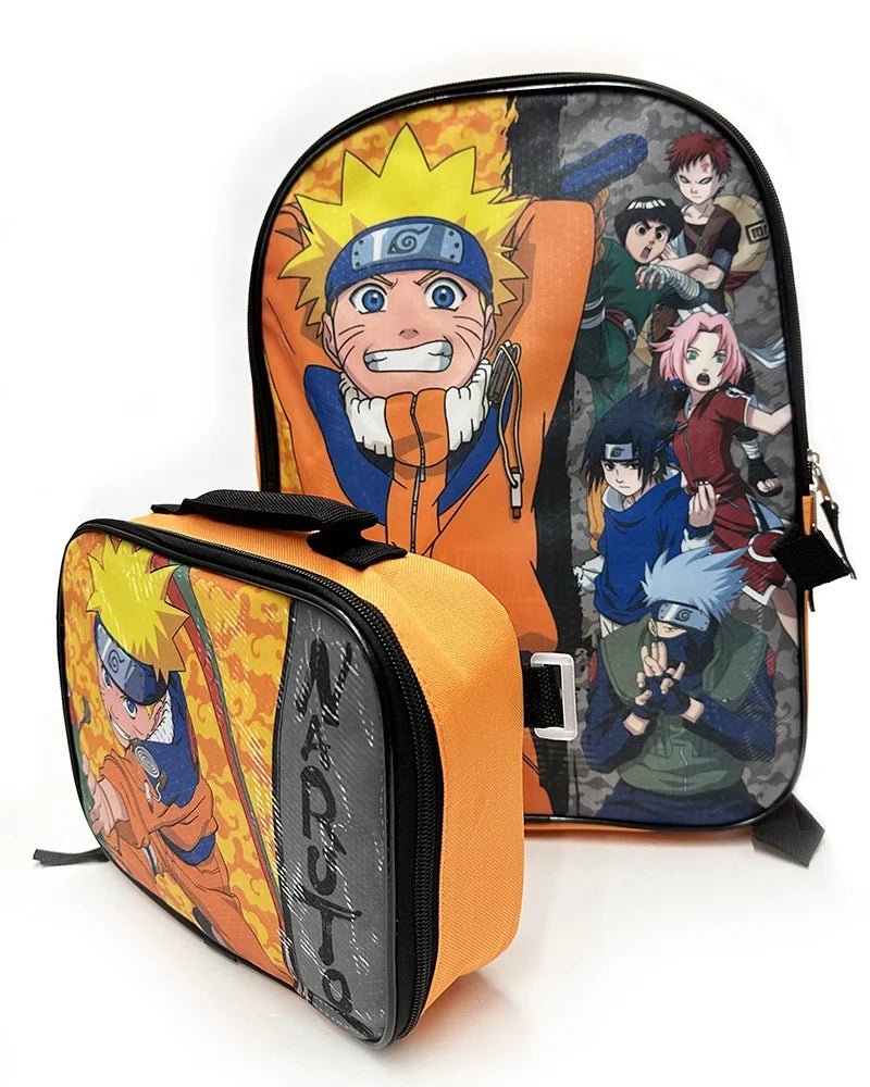 Anime Character Print 16" Backpack with Lunch Bag Set for Boys