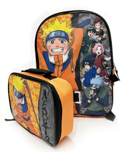 Anime Character Print 16" Backpack with Lunch Bag Set for Boys