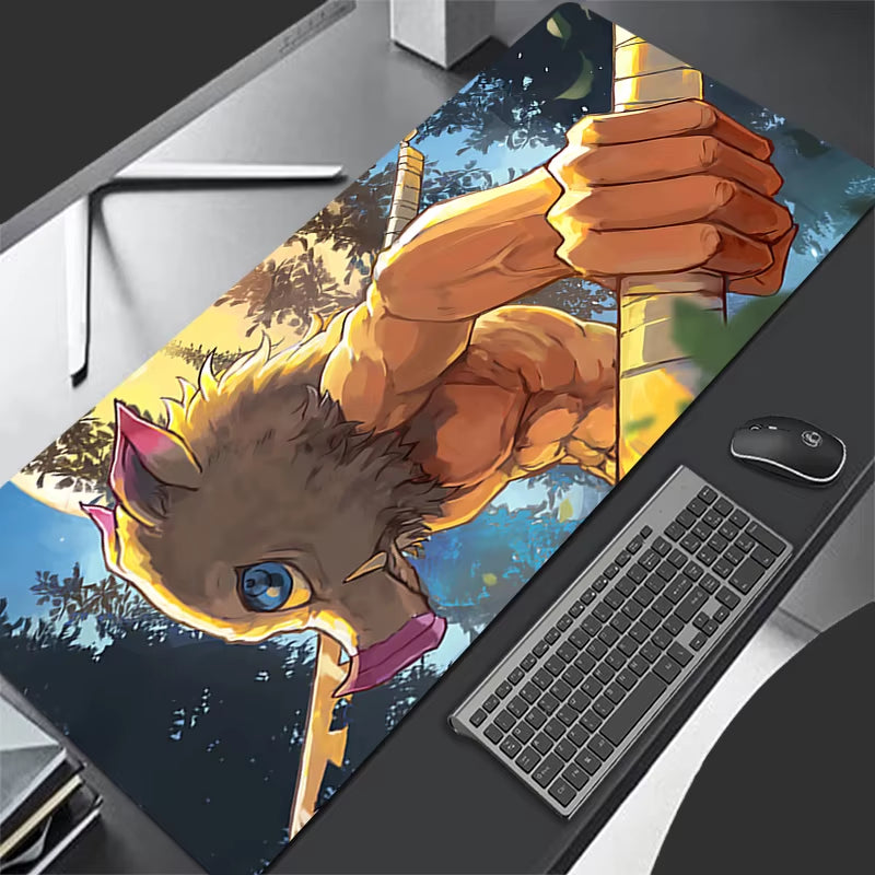 Mouse Pad Demon Slayer Inosuke Gaming Laptops Keyboard Mat Deskmat Pc Accessories Desk Protector Anime Gamer Carpet Mousepads XL