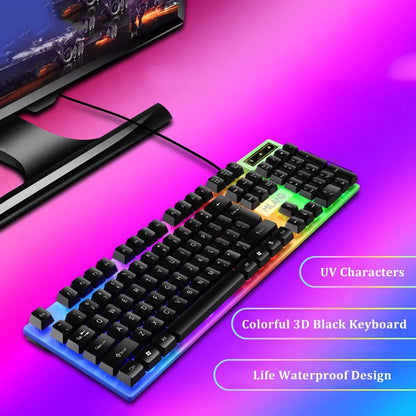Wired Mechanical Keyboard 104 Keys Floating Button Rainbow Backlight Gaming Keyboard Business Office for Laptop PC Accessories