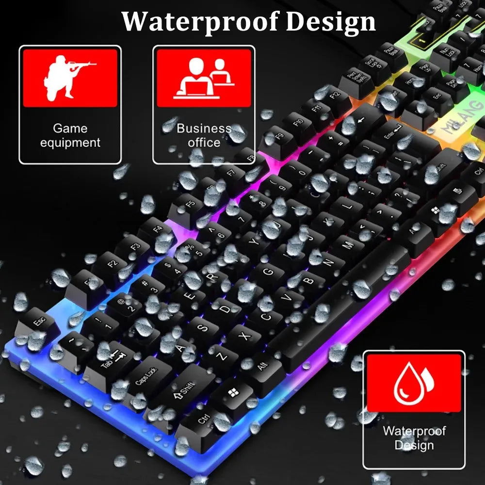 Wired Mechanical Keyboard 104 Keys Floating Button Rainbow Backlight Gaming Keyboard Business Office for Laptop PC Accessories