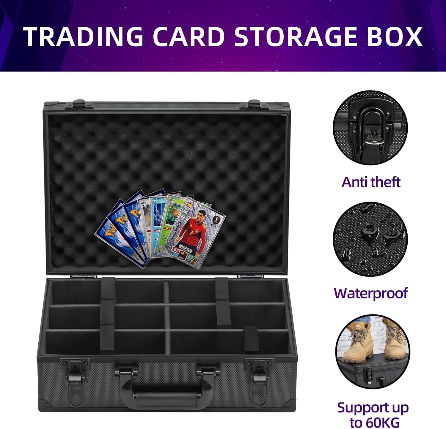 3" X 4" Sports Cards Storage Box, Top Loader Card Carrying Case, Sleeved Card St