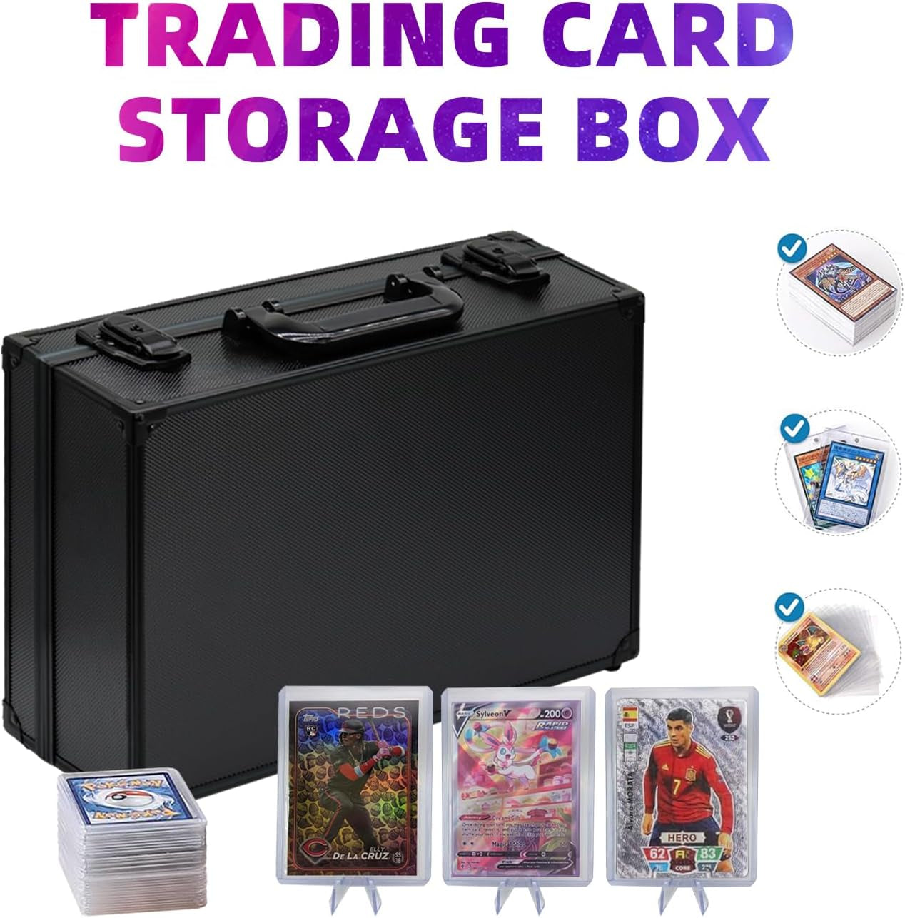 3" X 4" Sports Cards Storage Box, Top Loader Card Carrying Case, Sleeved Card St