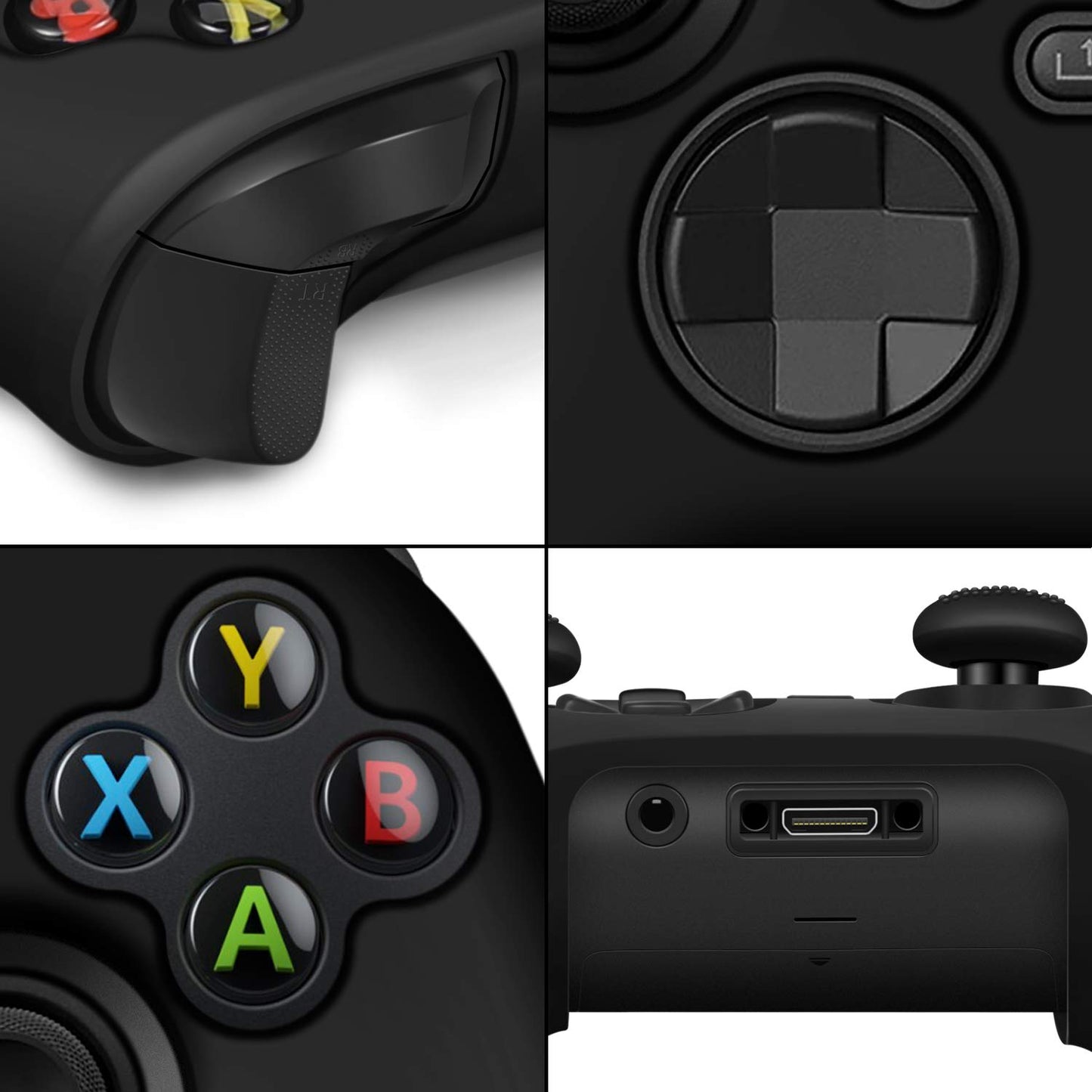 TNP Silicone Case Cover for Xbox Series X/S Controller Skin Shell + 8 Pro Thumb Grips Set (Black) Ergonomic Textured Grip Dust Protector Compatible with New Xbox Series S X Controller Accessories