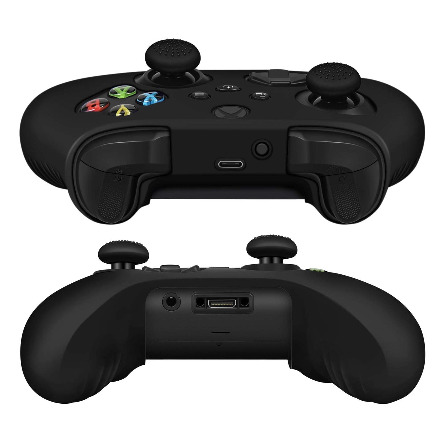 TNP Silicone Case Cover for Xbox Series X/S Controller Skin Shell + 8 Pro Thumb Grips Set (Black) Ergonomic Textured Grip Dust Protector Compatible with New Xbox Series S X Controller Accessories