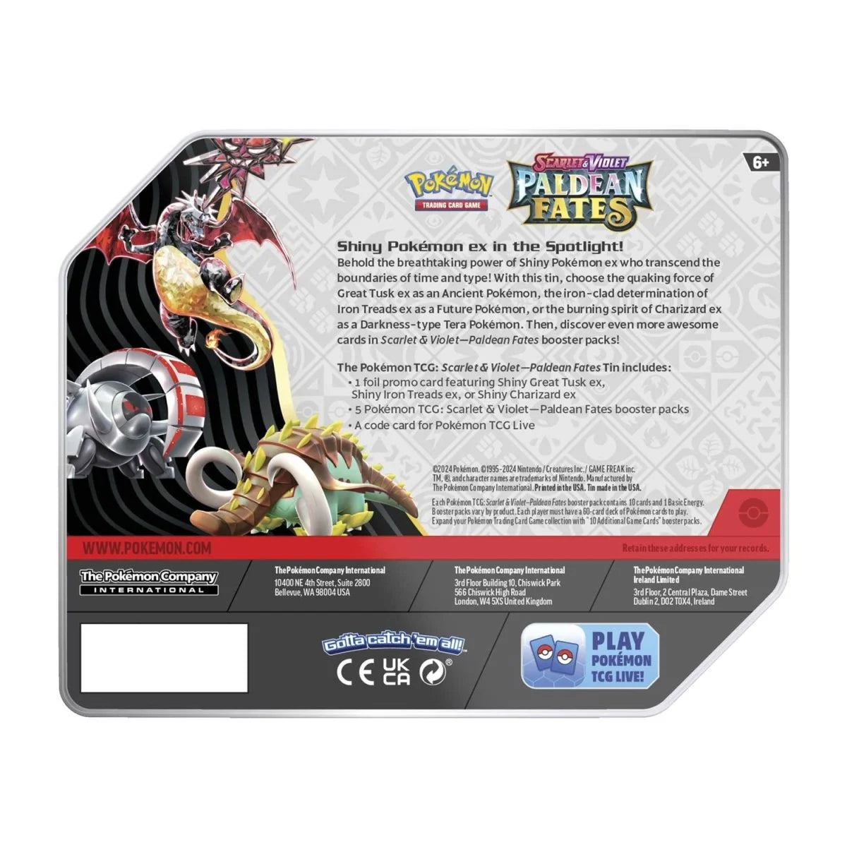TCG: SCARLET and VIOLET: PALDEAN FATES: TIN - Shiny Charizard
