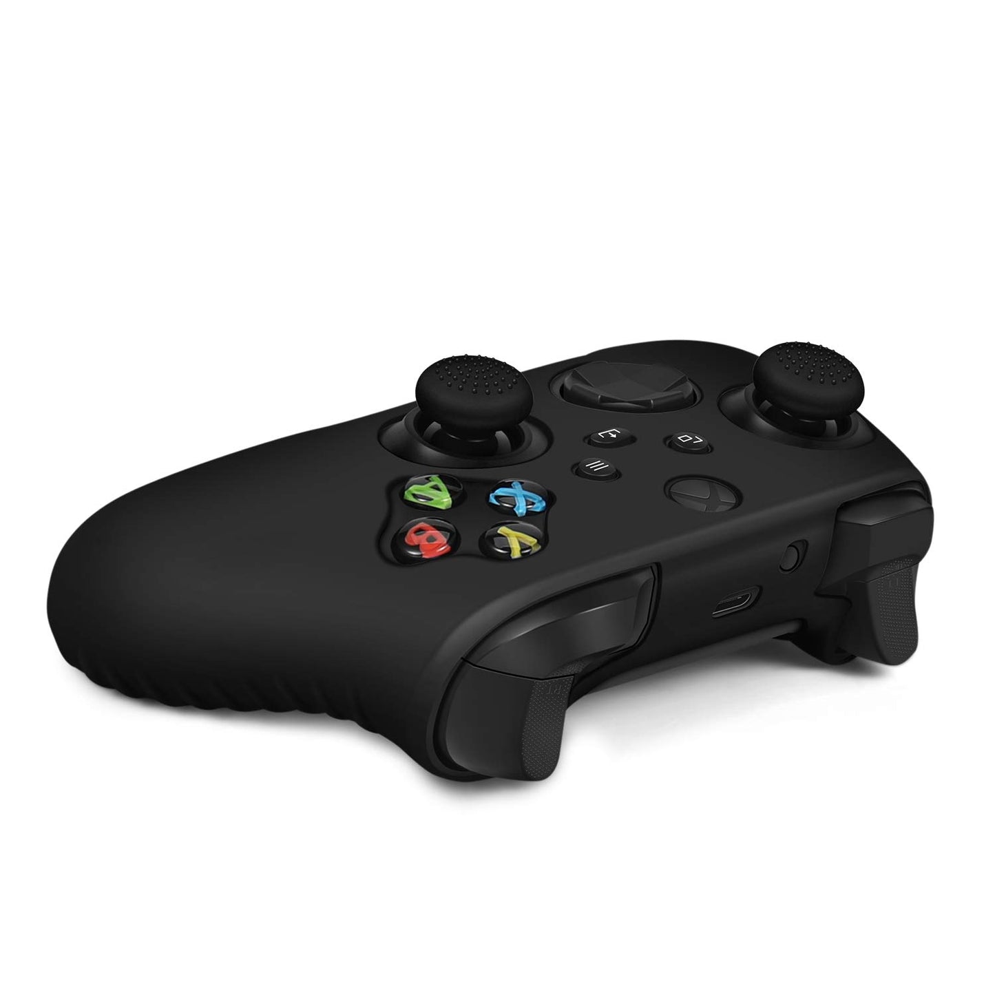 TNP Silicone Case Cover for Xbox Series X/S Controller Skin Shell + 8 Pro Thumb Grips Set (Black) Ergonomic Textured Grip Dust Protector Compatible with New Xbox Series S X Controller Accessories