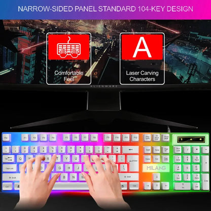 Wired Mechanical Keyboard 104 Keys Floating Button Rainbow Backlight Gaming Keyboard Business Office for Laptop PC Accessories