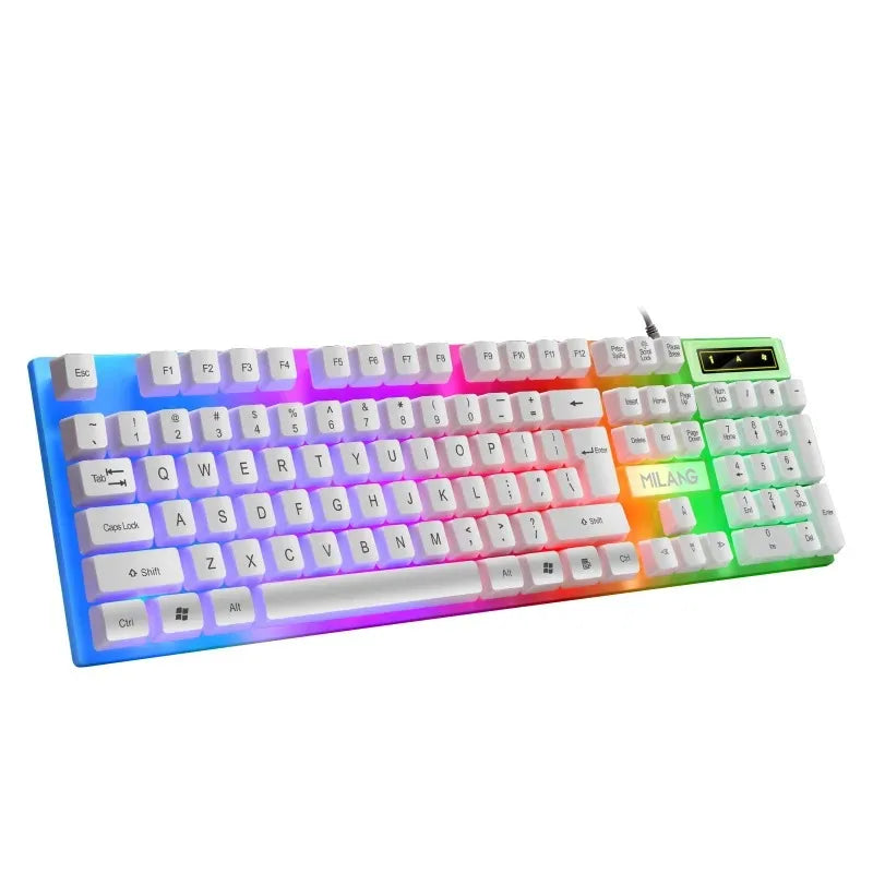 Wired Mechanical Keyboard 104 Keys Floating Button Rainbow Backlight Gaming Keyboard Business Office for Laptop PC Accessories