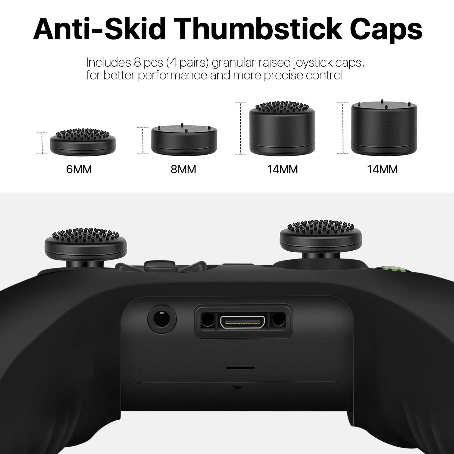 TNP Silicone Case Cover for Xbox Series X/S Controller Skin Shell + 8 Pro Thumb Grips Set (Black) Ergonomic Textured Grip Dust Protector Compatible with New Xbox Series S X Controller Accessories