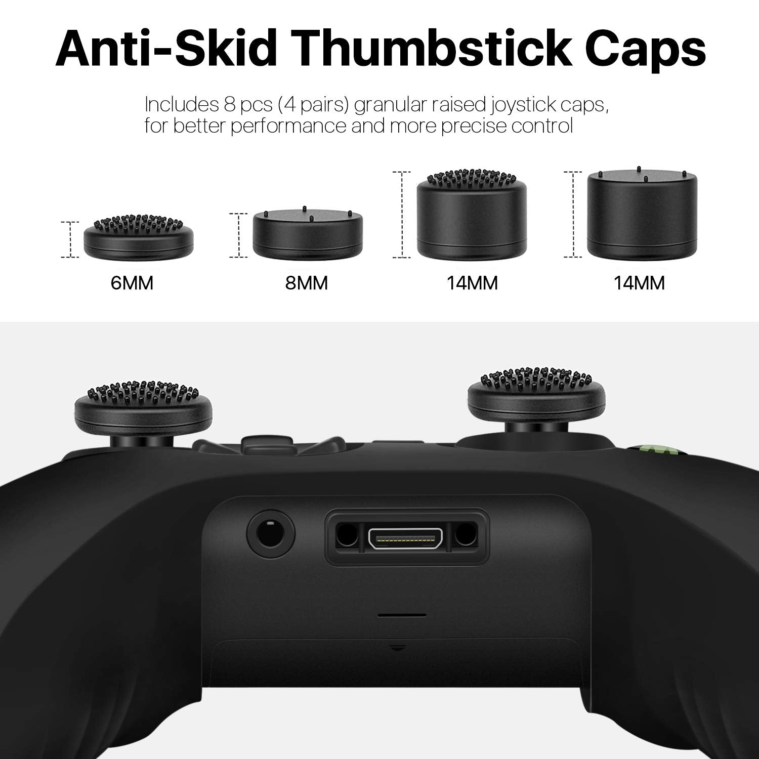 TNP Silicone Case Cover for Xbox Series X/S Controller Skin Shell + 8 Pro Thumb Grips Set (Black) Ergonomic Textured Grip Dust Protector Compatible with New Xbox Series S X Controller Accessories