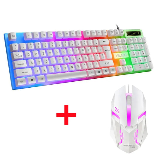 Wired Mechanical Keyboard 104 Keys Floating Button Rainbow Backlight Gaming Keyboard Business Office for Laptop PC Accessories