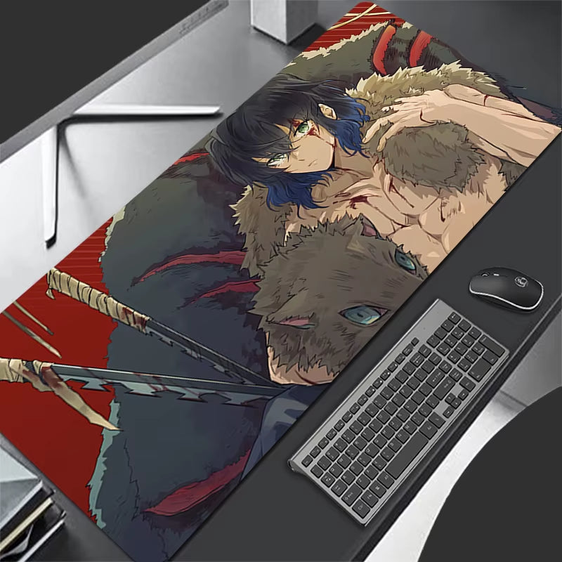 Mouse Pad Demon Slayer Inosuke Gaming Laptops Keyboard Mat Deskmat Pc Accessories Desk Protector Anime Gamer Carpet Mousepads XL