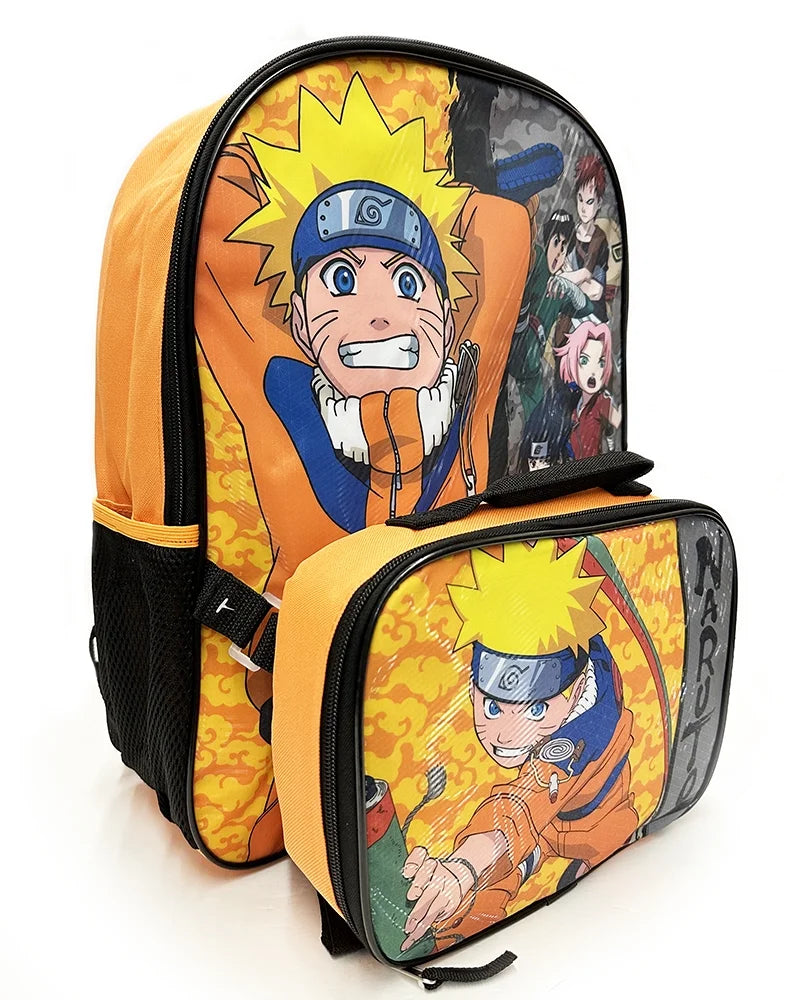Anime Character Print 16" Backpack with Lunch Bag Set for Boys